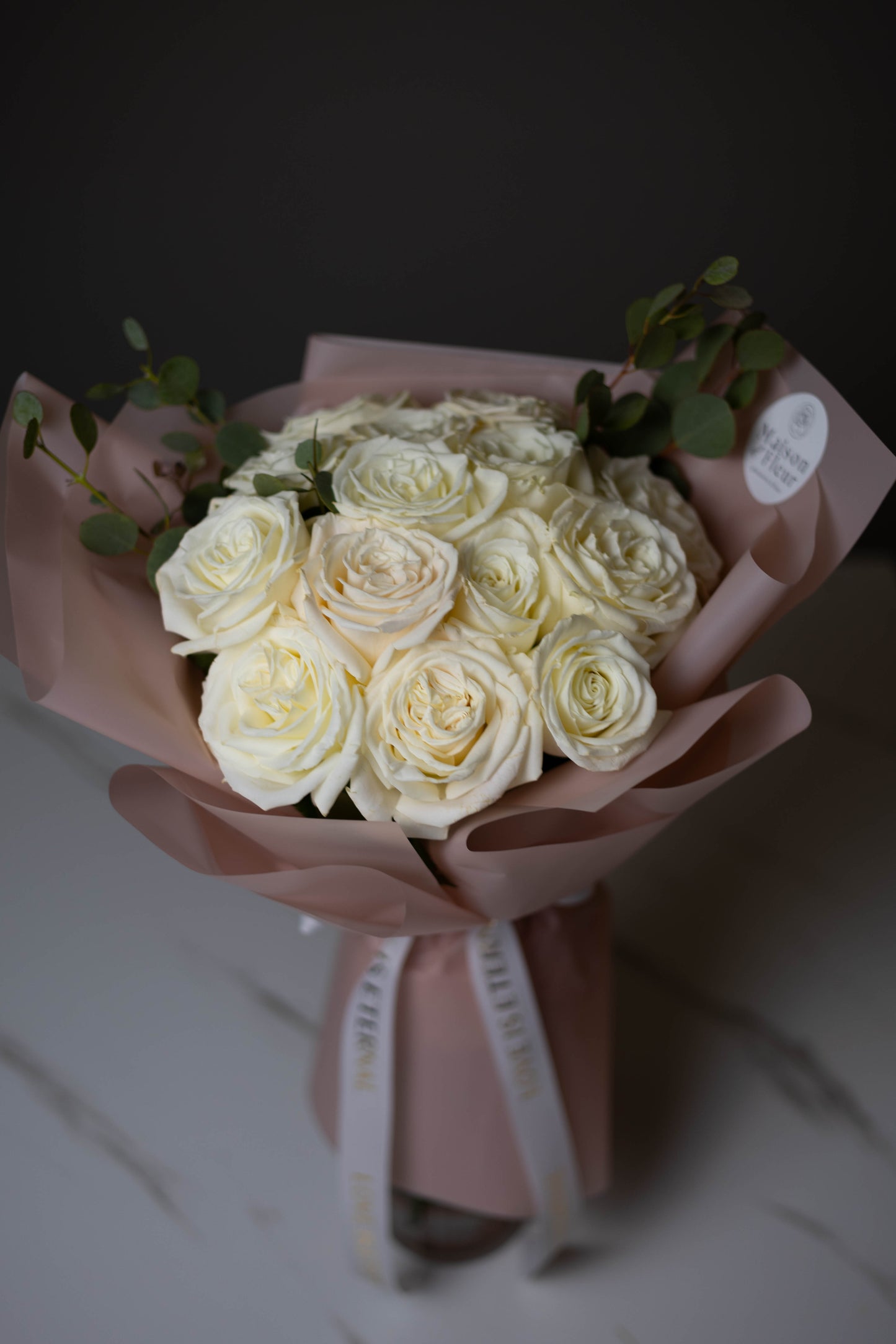 “Pure Devotion” Dozen White Roses