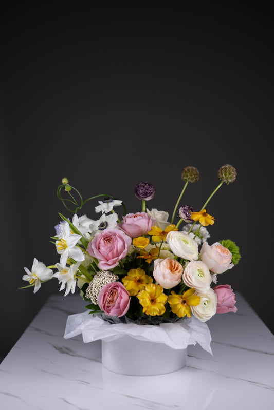 “Soleil de Printemps” Couture Flower Box Arrangement