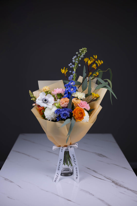 "Céleste en Papier" Blue Orange Artisan Bouquet