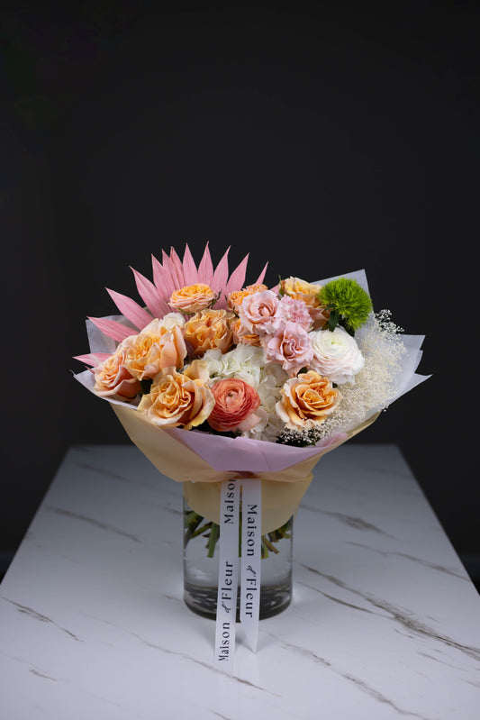 "Sunset Mirage" Yellow Pink Tropical Bouquet