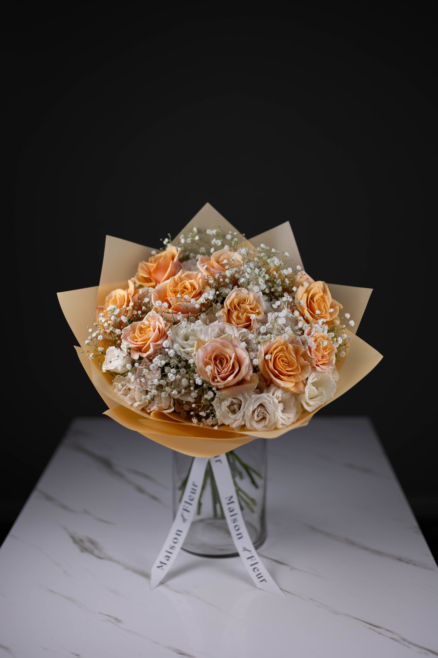 "Morning Sonata" Trio Bouquet of Shimmer Roses, Spray roses and Baby's Breath