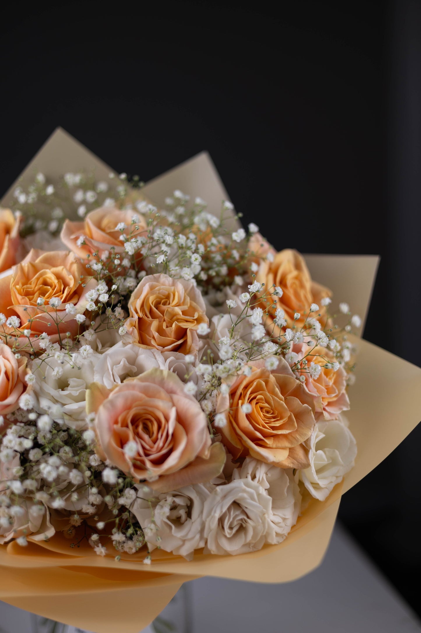 "Morning Sonata" Trio Bouquet of Shimmer Roses, Spray roses and Baby's Breath