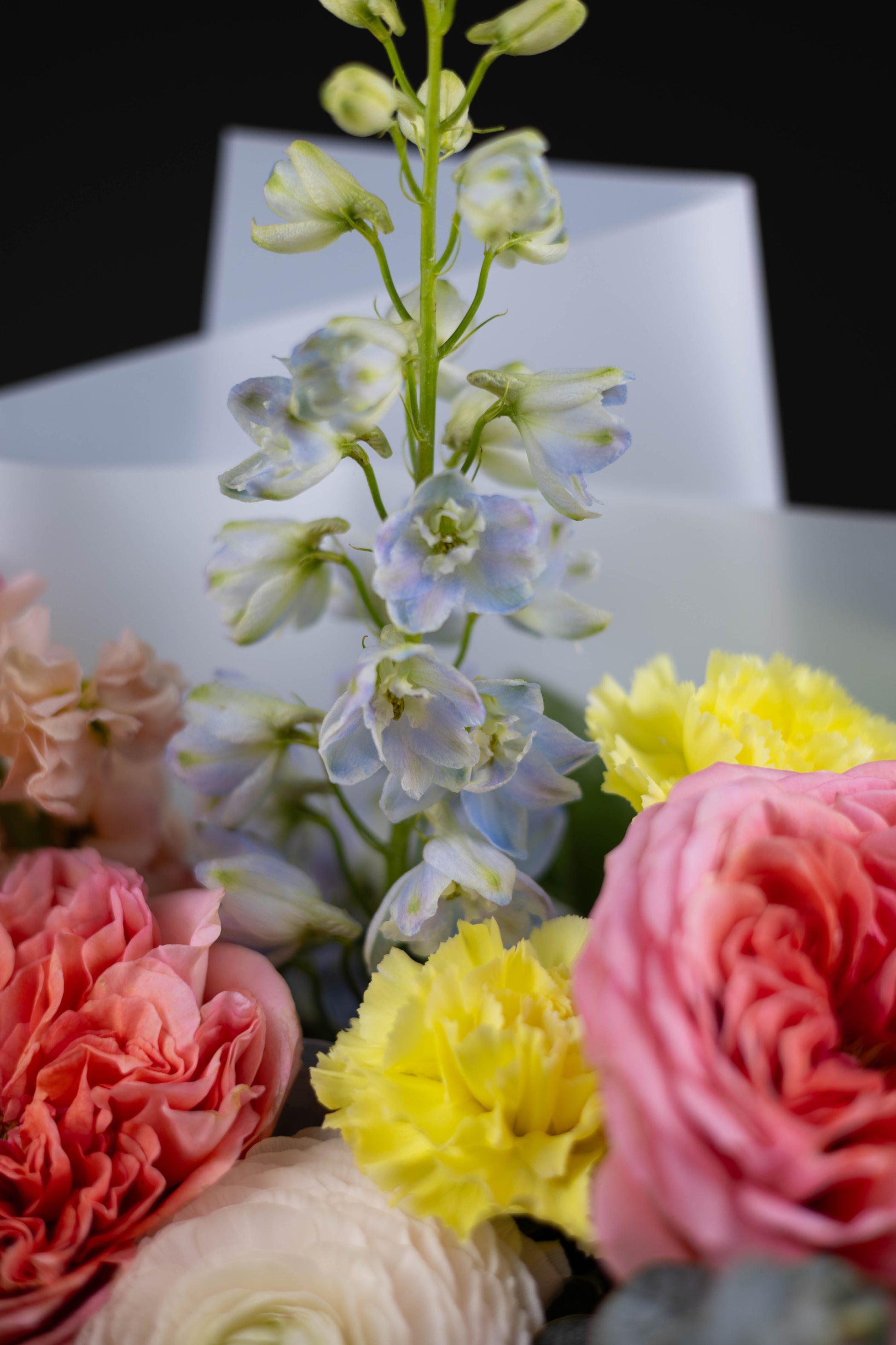 Soft pastel flower bouquet with ranunculus and garden roses in Charlotte NC