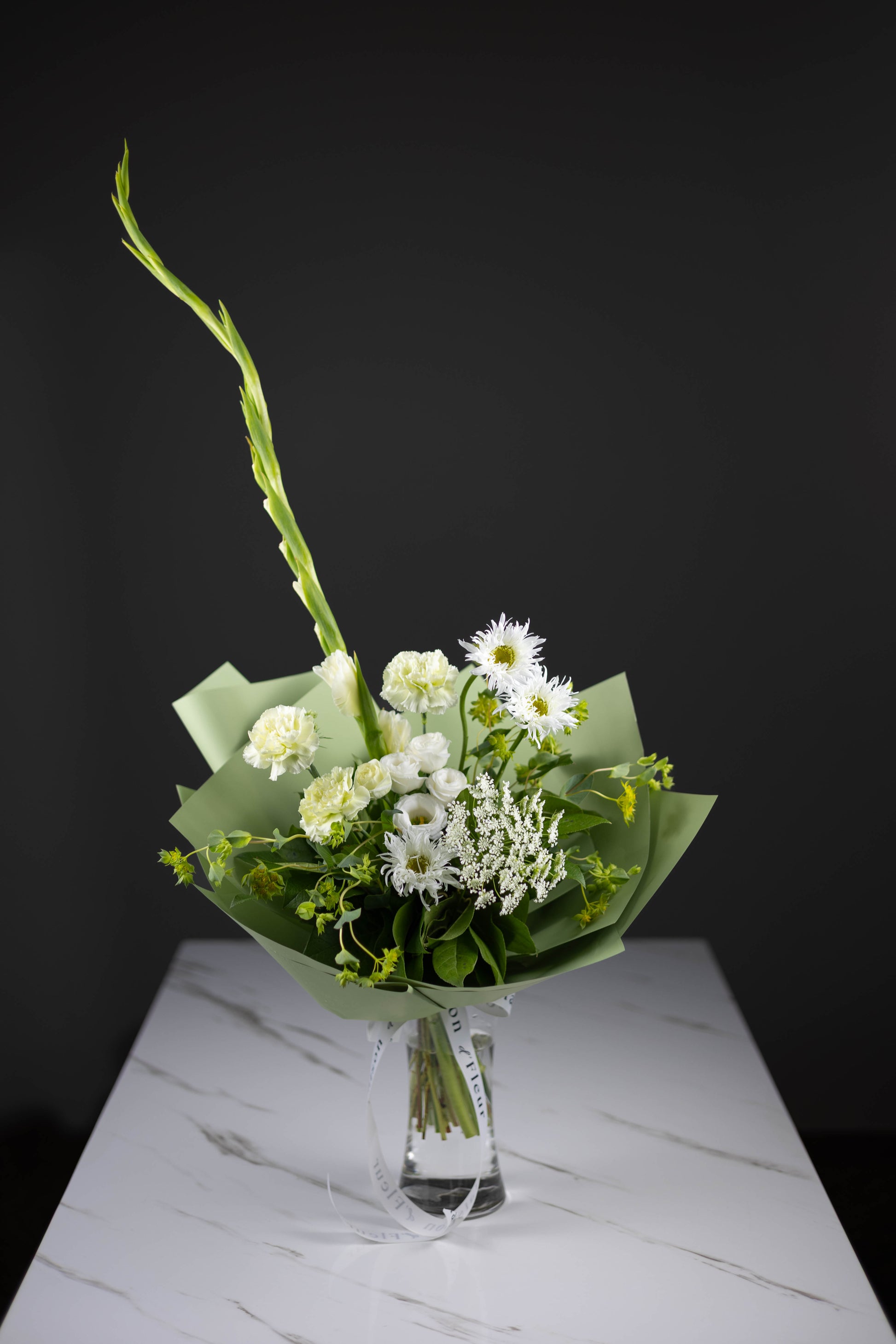 white and green floral bouquet
