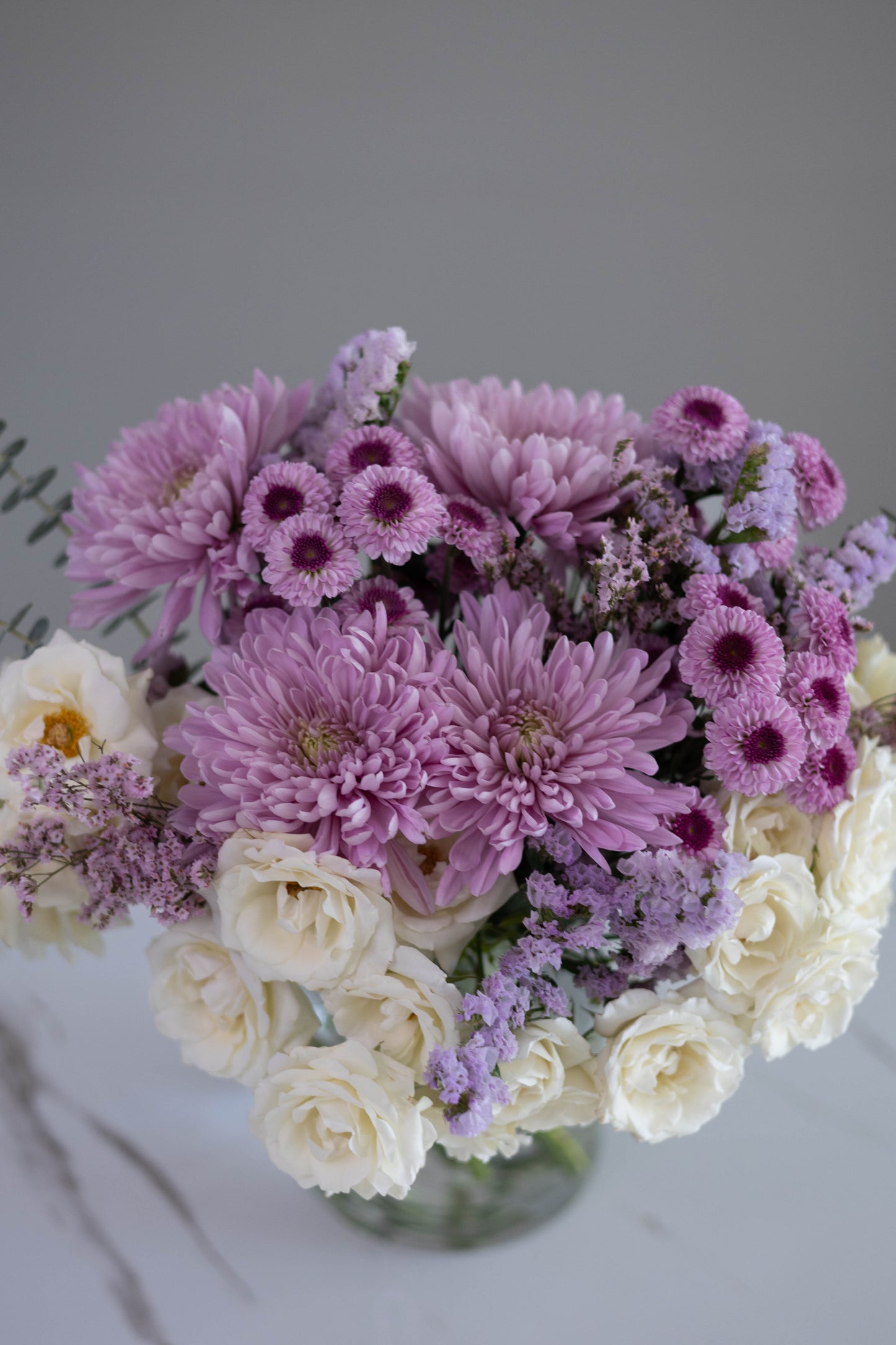 "Poetic Charm" White Purple Bouquet