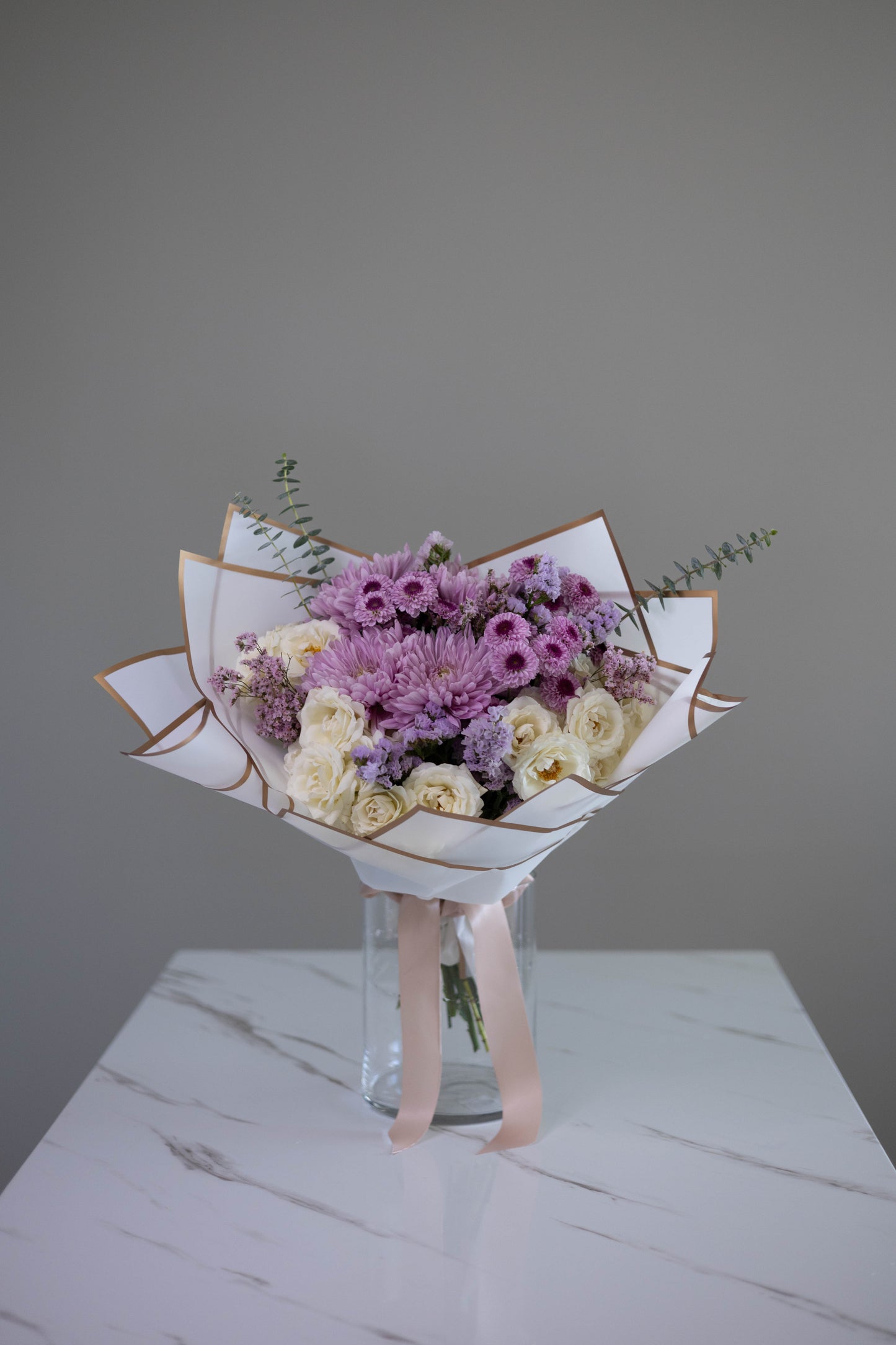 "Poetic Charm" White Purple Bouquet