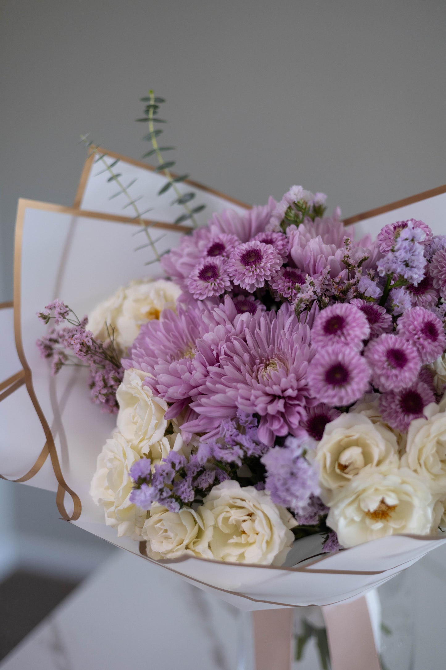 "Poetic Charm" White Purple Bouquet