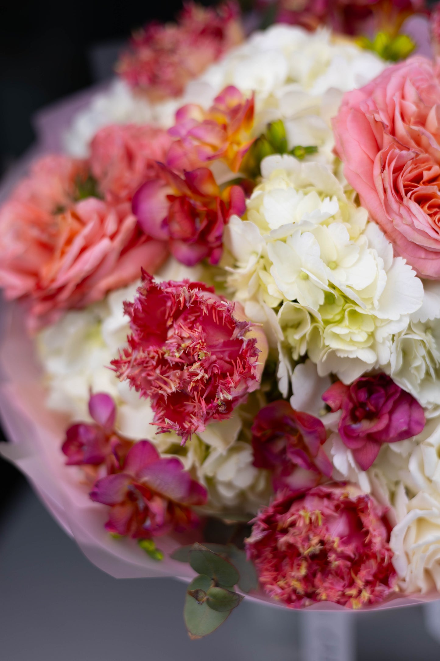 "Rosé d’Été" Bouquet of Hydrangeas, Tulips, Mandarin Roses and Freesia