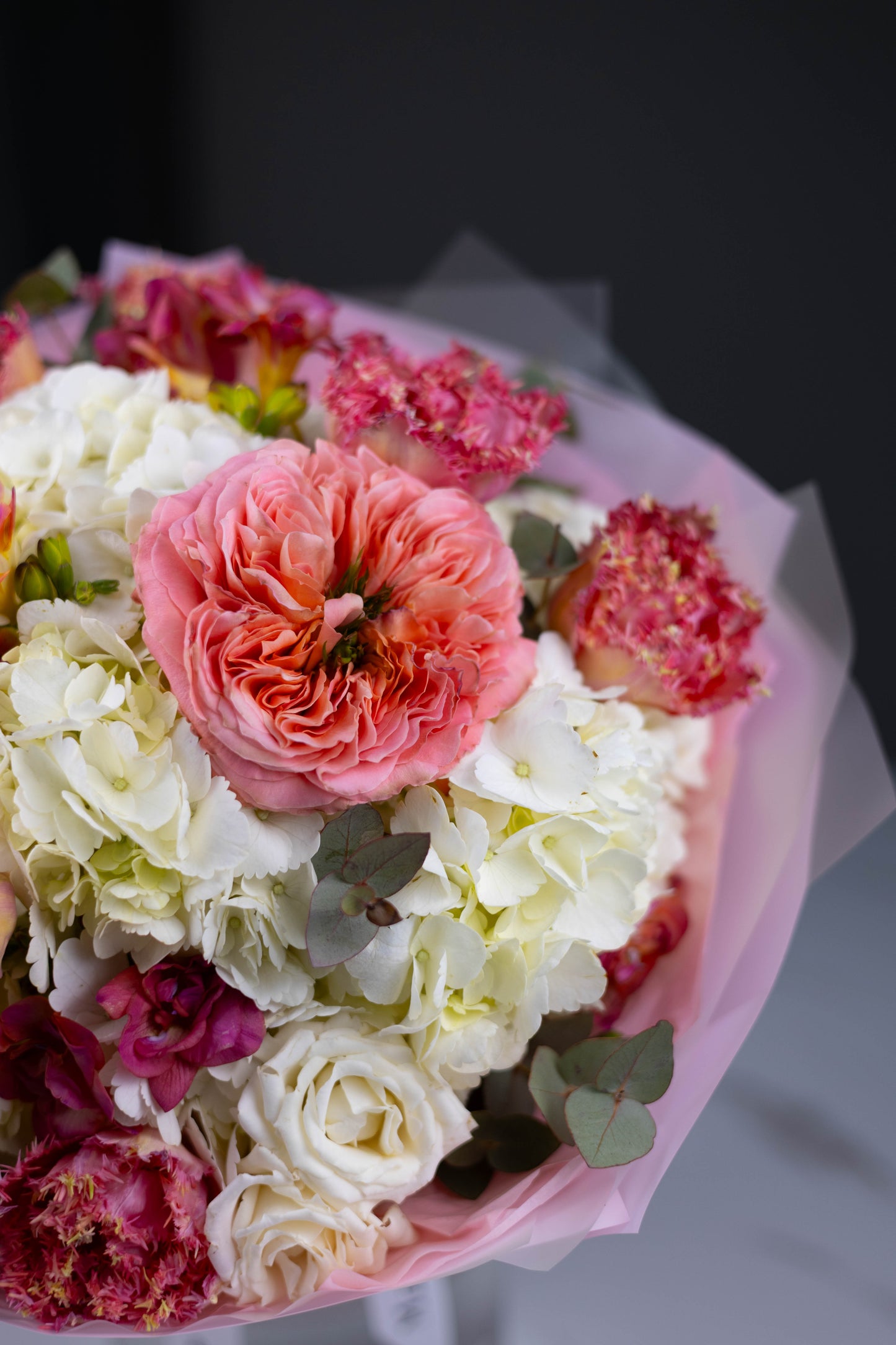 "Rosé d’Été" Bouquet of Hydrangeas, Tulips, Mandarin Roses and Freesia