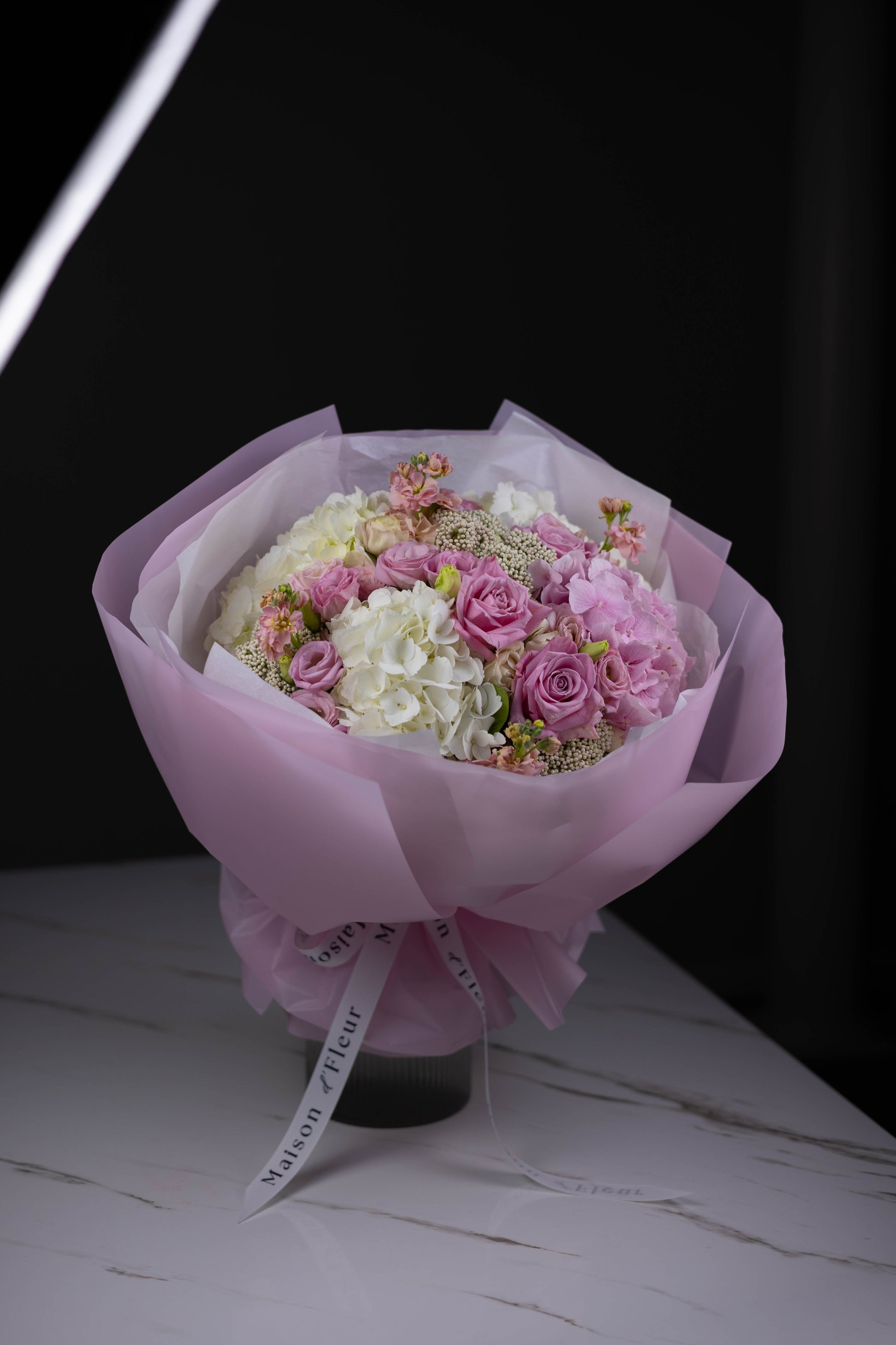 Maison d’Fleur romantic lavender rose arrangement for delivery